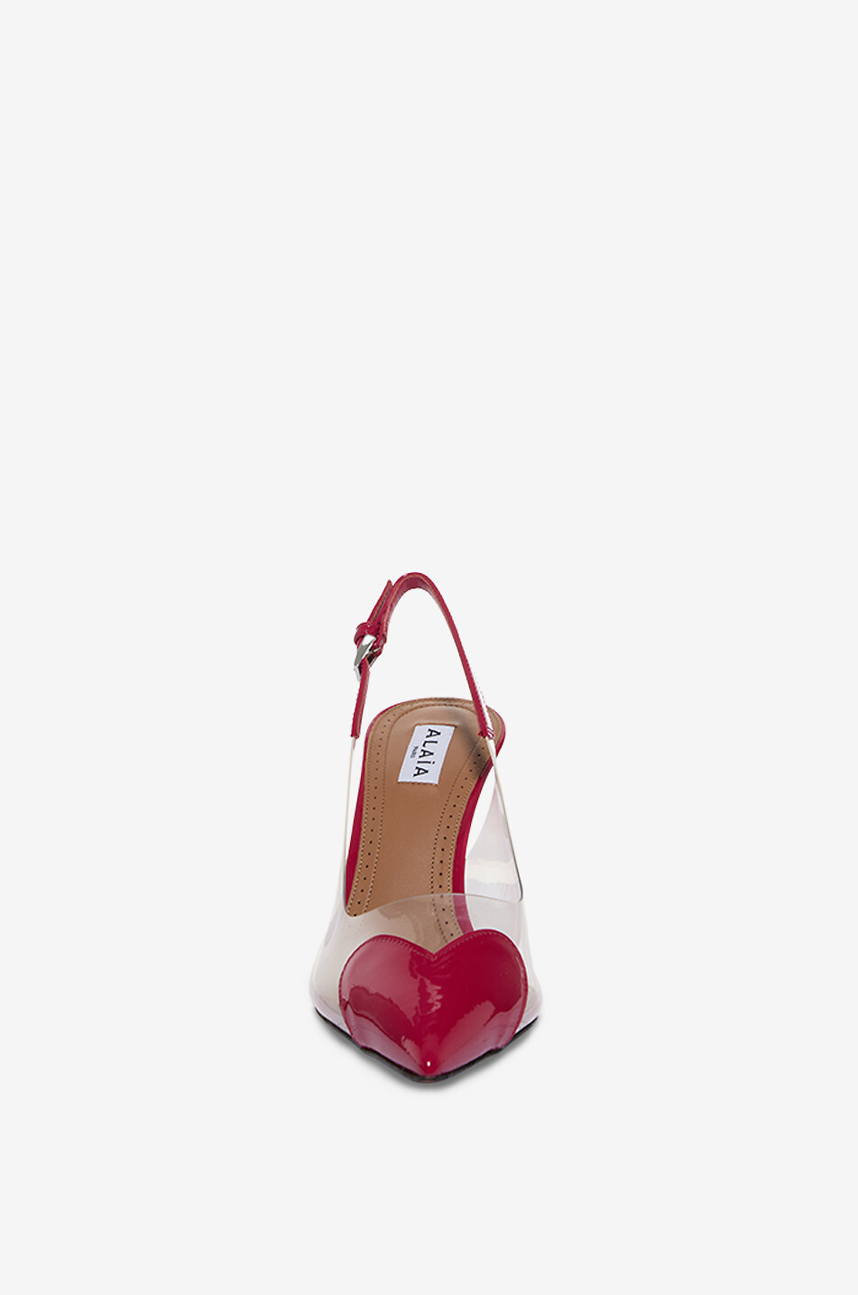 ALAÏA Le Coeur 90 plexiglass and patent leather slingback pumps Women DARK PINK 2