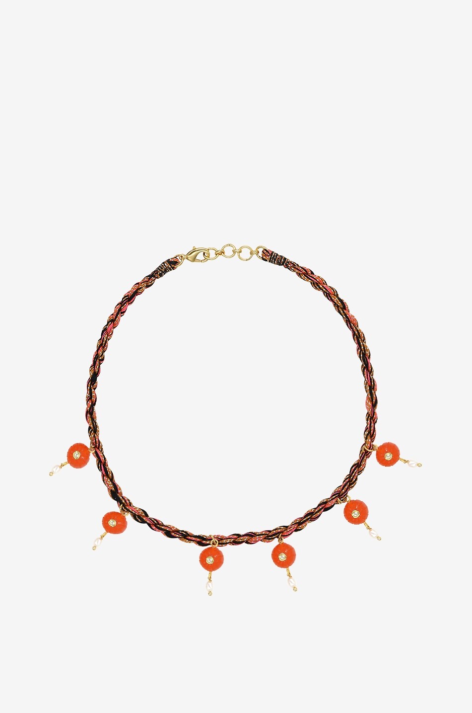 MONOKI Collier ras du cou sur cordon orné de pierres fines Melon Femme ORANGE 1