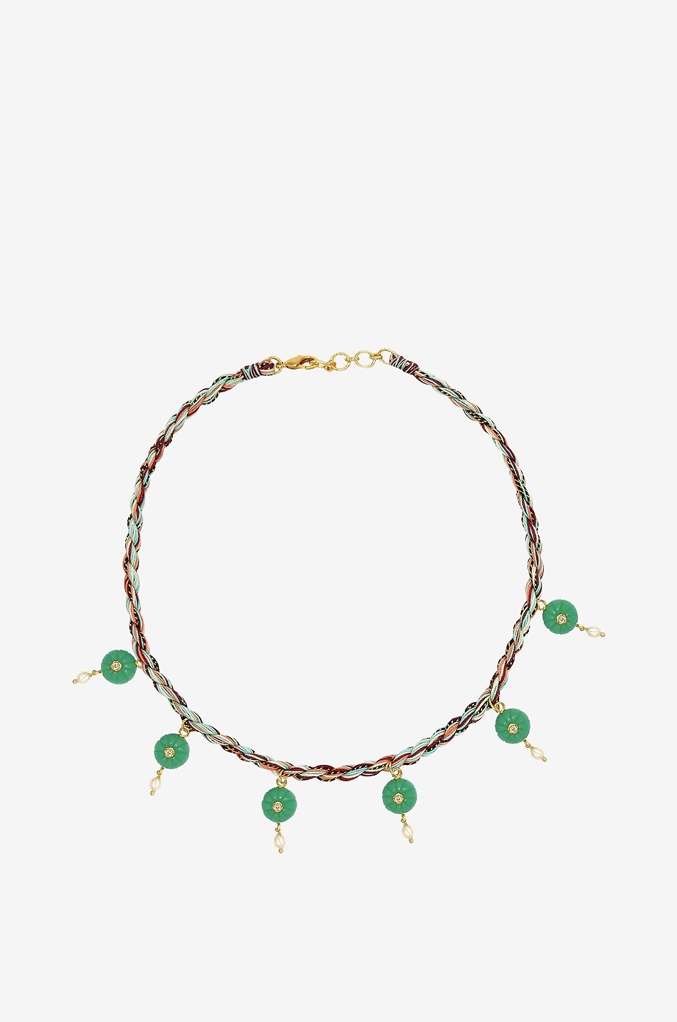 MONOKI Collier ras du cou sur cordon orné de pierres fines Melon Femme VERT 1