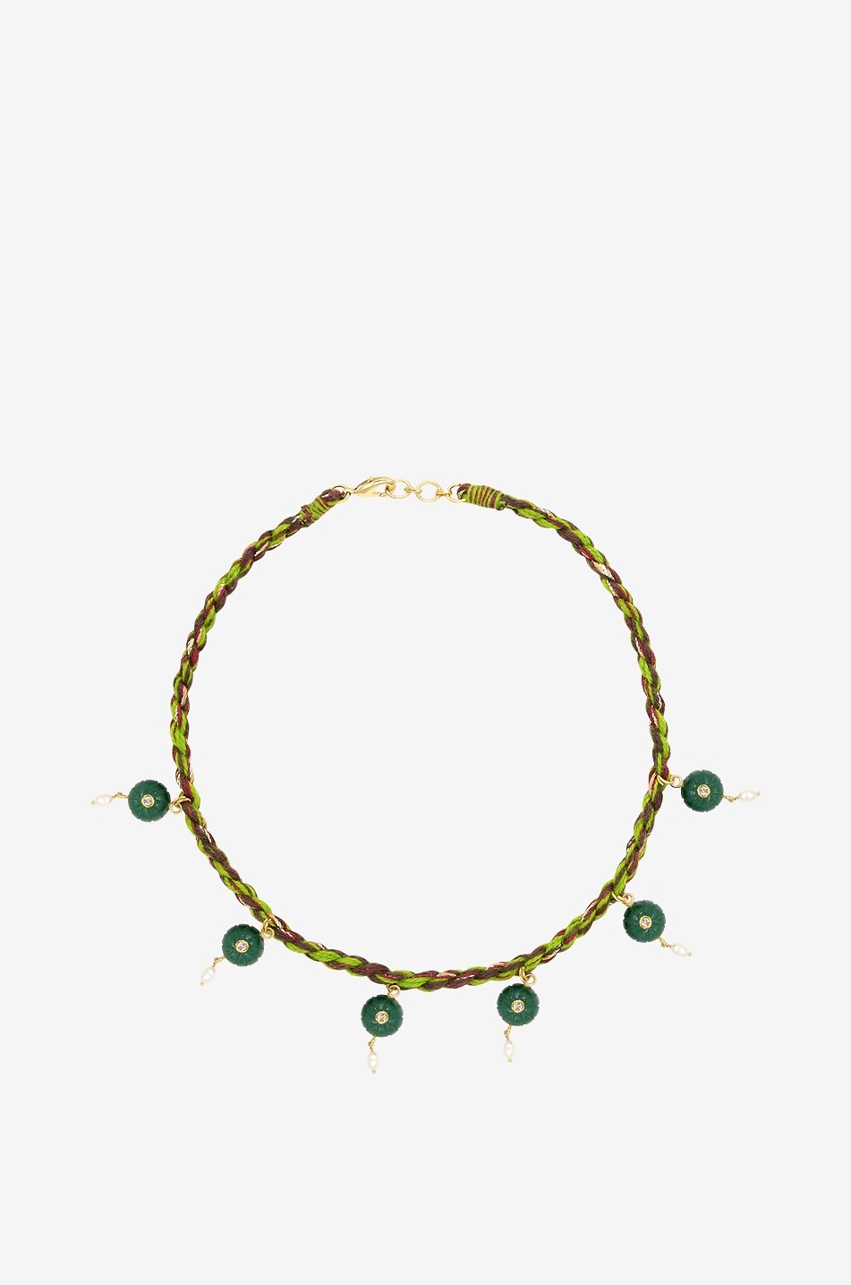 MONOKI Collier ras du cou sur cordon orné de pierres fines Melon Femme VERT FONCÉ 1