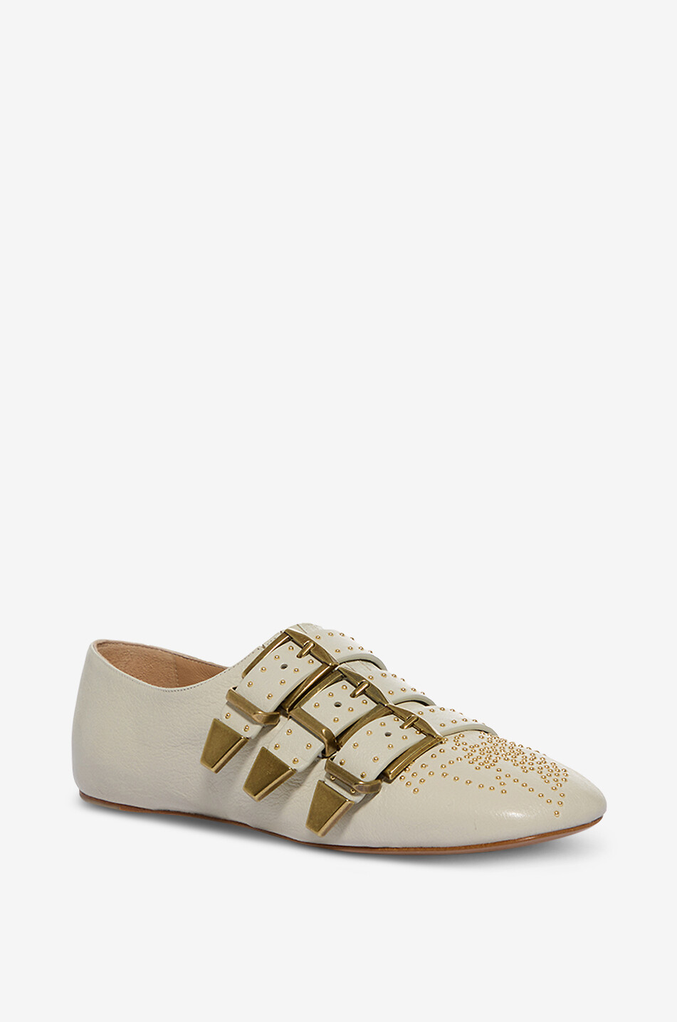 CHLOE Flache Schuhe aus Leder mit Nieten und Schnallen Susanna Damen WEISS 1