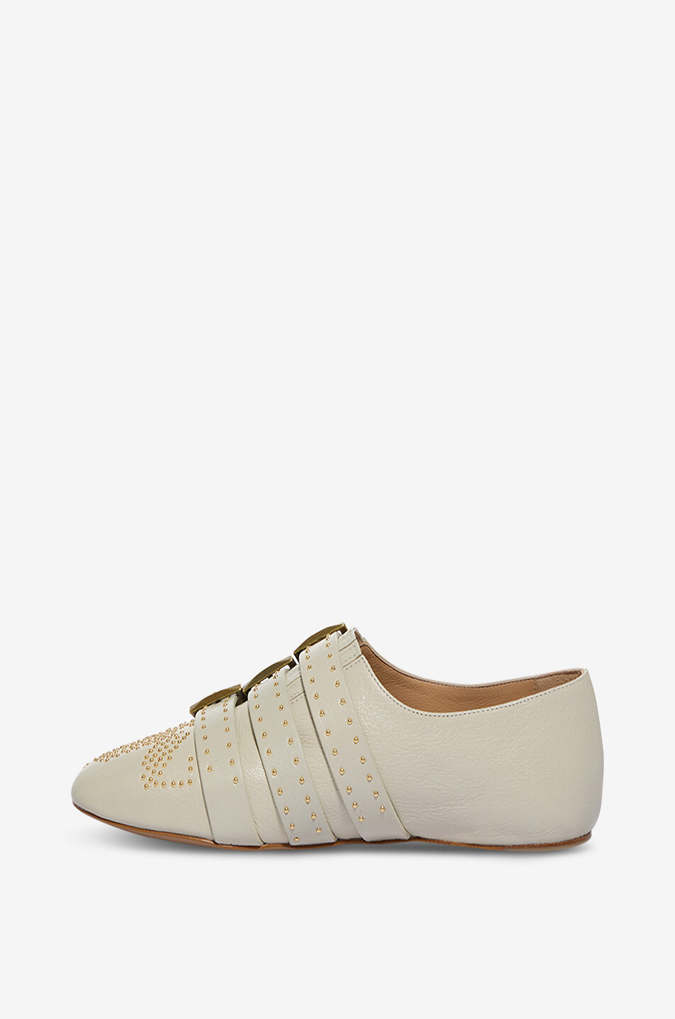 CHLOE Flache Schuhe aus Leder mit Nieten und Schnallen Susanna Damen WEISS 3