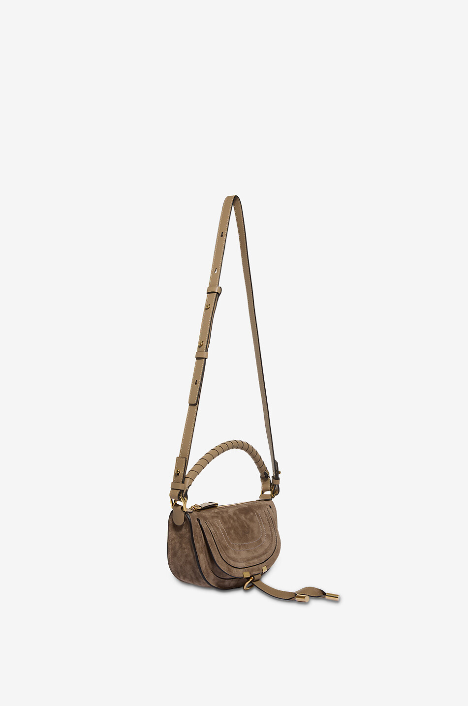 CHLOE Marcie Mini suede shoulder bag Women LIGHT BROWN 5