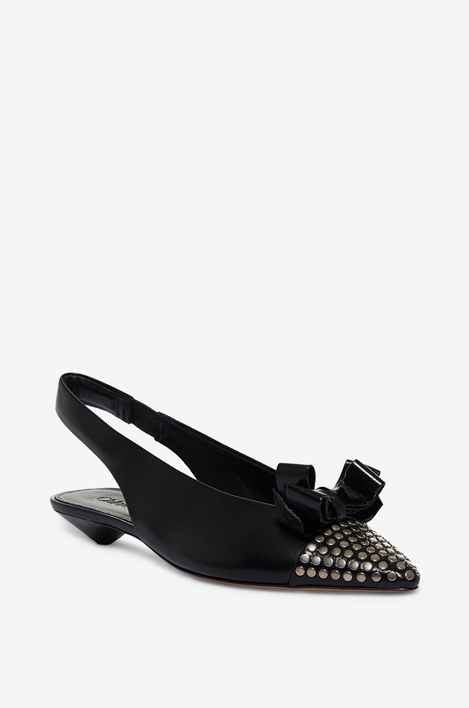 CHLOE Alba 30 grained leather slingback pumps with studded tip Women BLACK 1