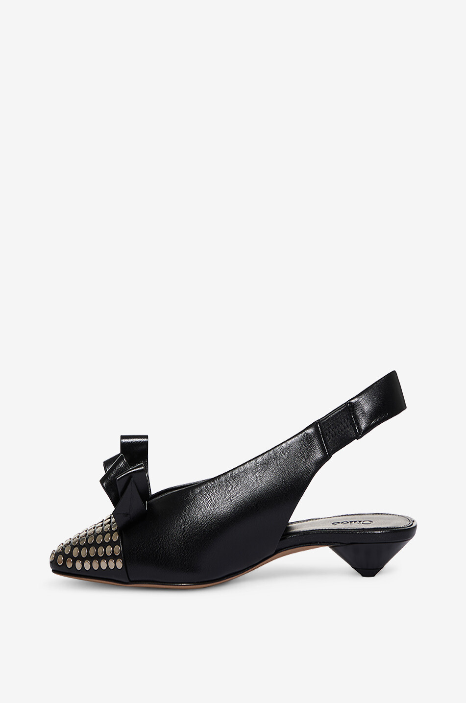 CHLOE Alba 30 grained leather slingback pumps with studded tip Women BLACK 3