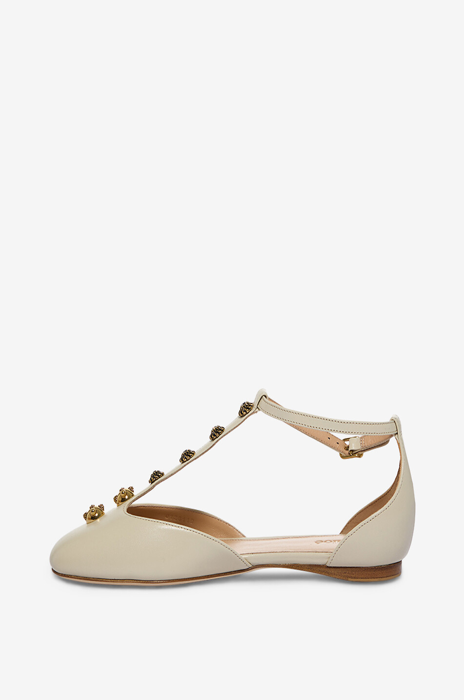 CHLOE Lederballerinas mit T-Riemen und Schmucknieten Céleste Damen WEISS 3