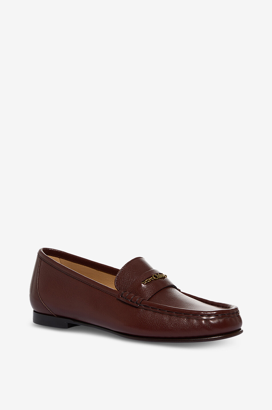 Chloé grained leather loafer with chain detail