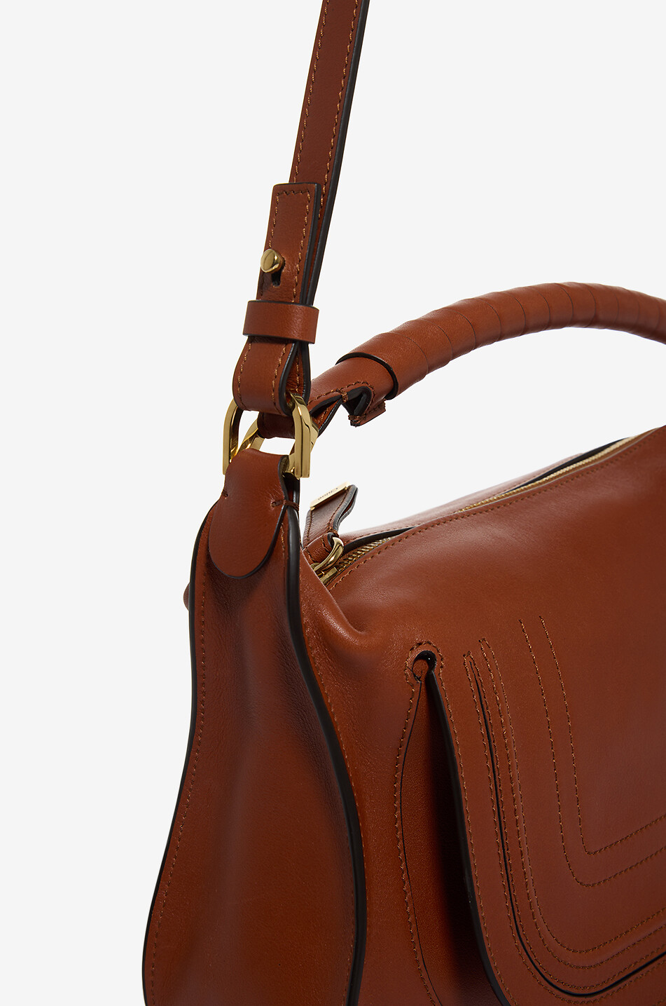 CHLOE Schultertasche aus Glattleder Marcie Small Damen BRAUN 3