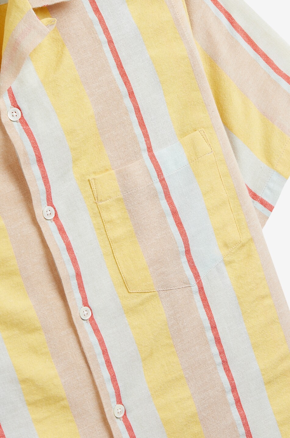 PORTUGUESE FLANNEL Gestreiftes Kurzarm-Hemd aus Baumwolle Boat Herren GELB 3