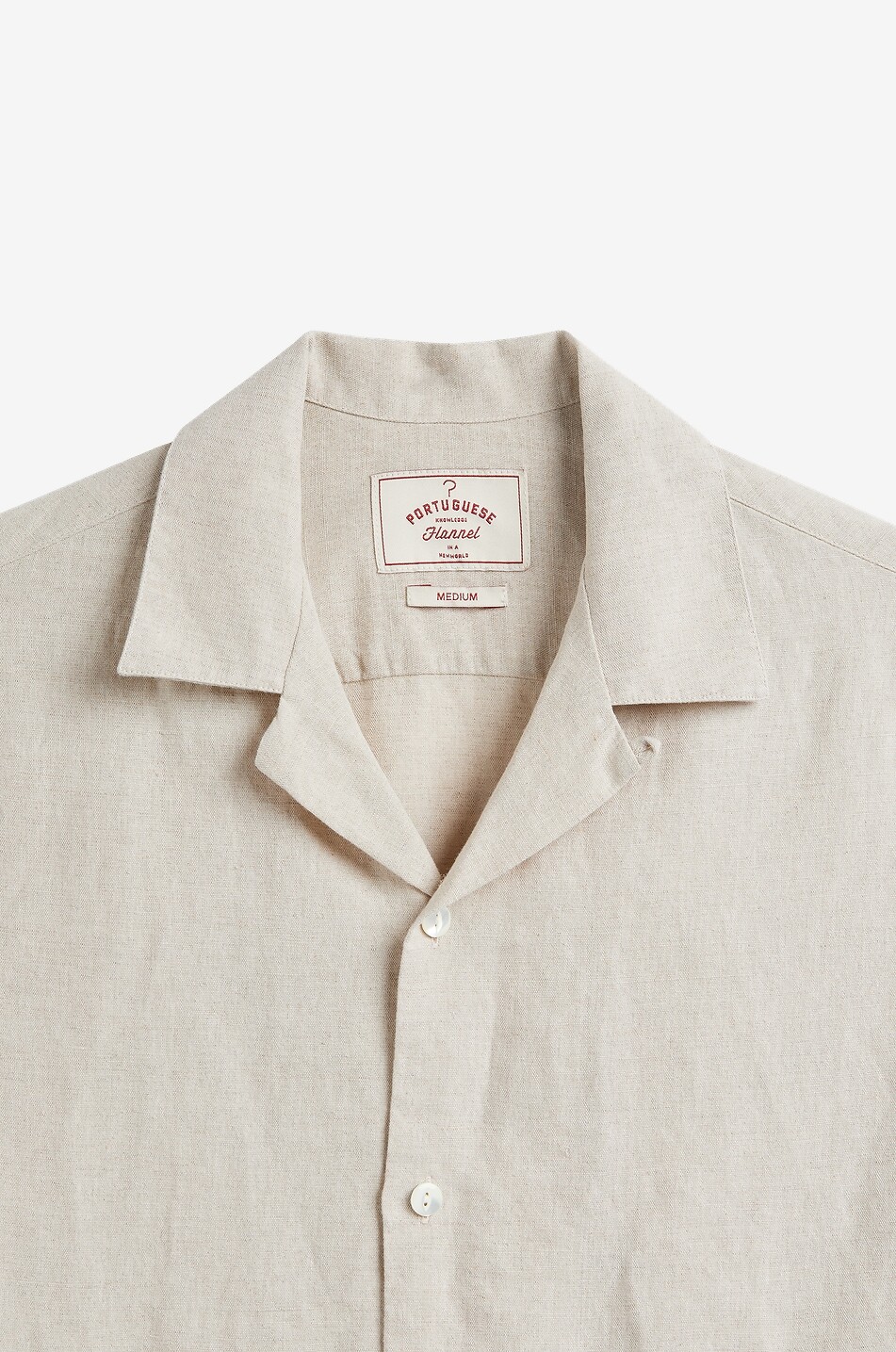 PORTUGUESE FLANNEL Branch Embroidery flower embroidered short-sleeved linen and cotton shirt Men EGGSHELL 2