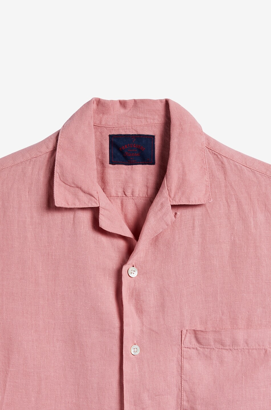 PORTUGUESE FLANNEL Kurzarm-Hemd aus Leinen Camp Collar Herren ROSA 2