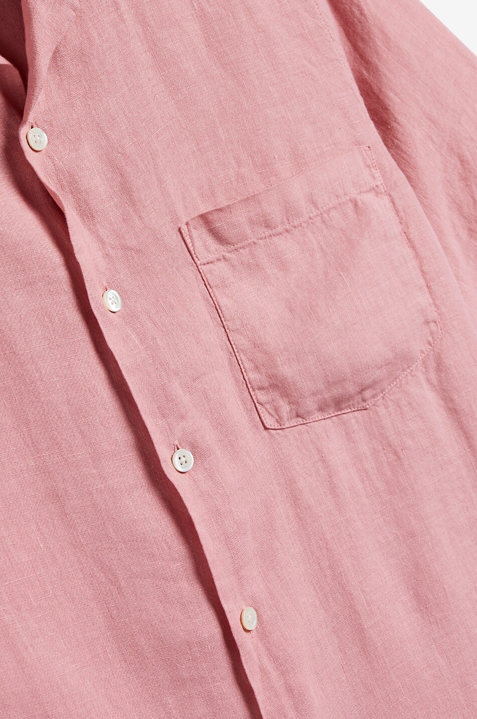 PORTUGUESE FLANNEL Kurzarm-Hemd aus Leinen Camp Collar Herren ROSA 3