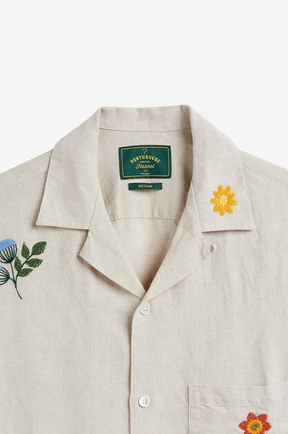 PORTUGUESE FLANNEL Besticktes Kurzarm-Hemd aus Leinenmix  Spring Embroidery Herren CREMEFARBEN 2