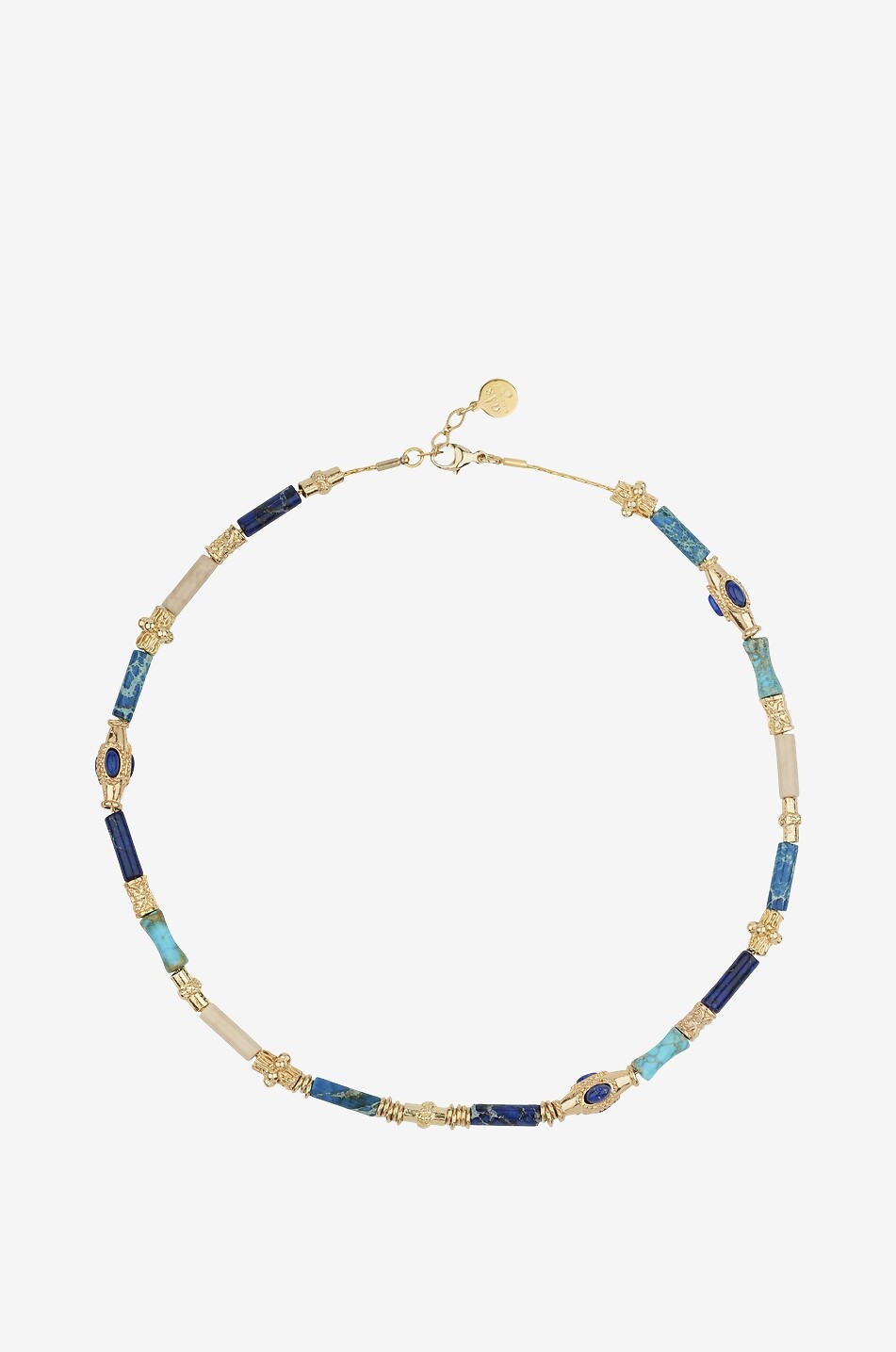 Collier en perles de pierre et laiton Kali Bis