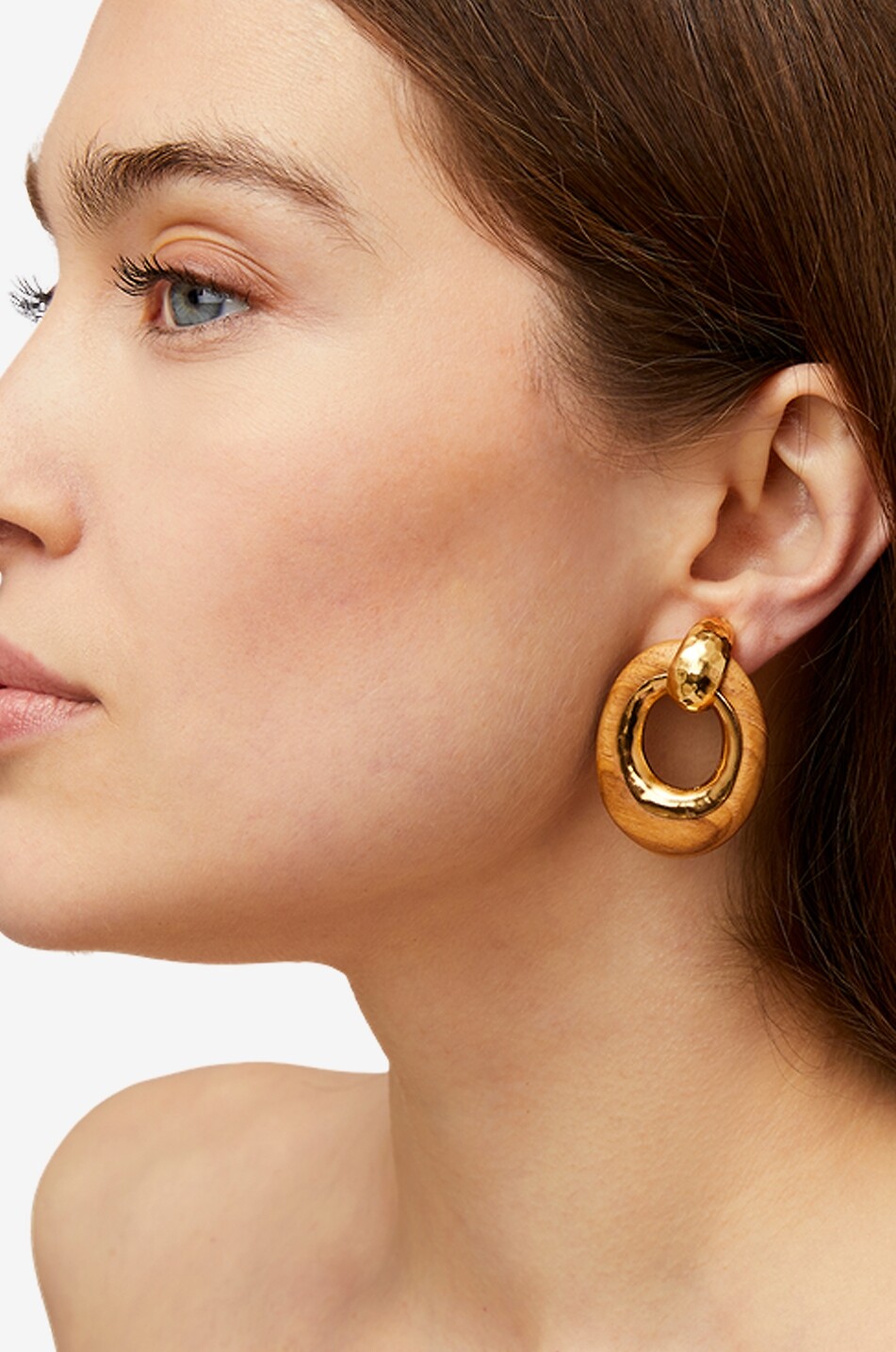 Boucles D'oreilles Clips Vintage Argenté Avec Cabochon Orange - Sans Marque - Alliage Métal