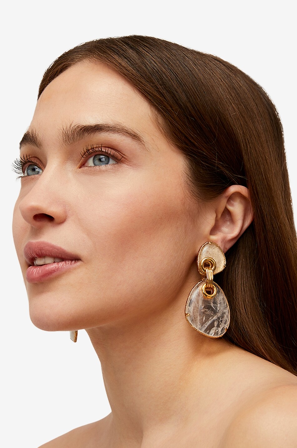 GAS BIJOUX Silia GM crystal-embellished drop clip-on earrings Women EGGSHELL 2