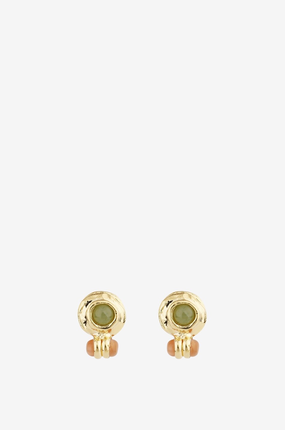 GAS BIJOUX Clous d'oreilles dorés ornés de cabochons Amarante Mini Femme VERT 1