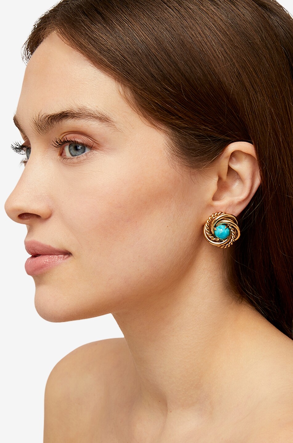 GAS BIJOUX Clips d'oreilles dorés ornés de cabochons Atika Femme BLEU CLAIR 2