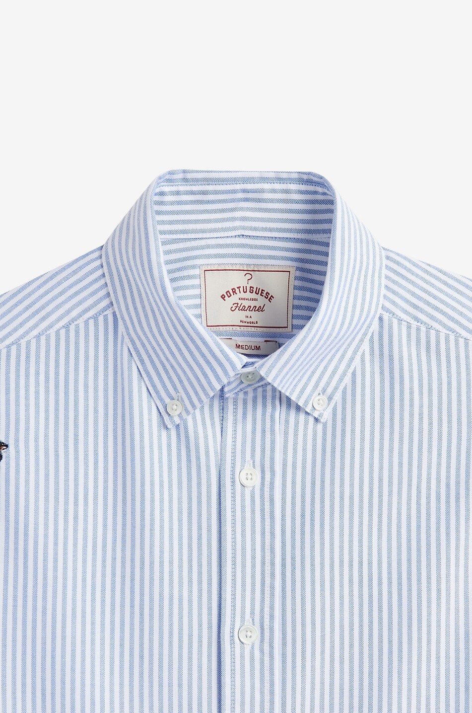 PORTUGUESE FLANNEL Chemise oxford rayée brodée de chiens Dogs Oxford Homme BLEU 2