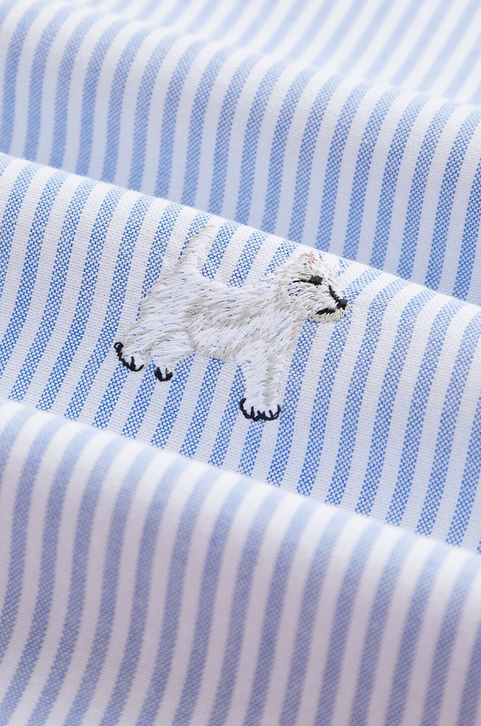 PORTUGUESE FLANNEL Chemise oxford rayée brodée de chiens Dogs Oxford Homme BLEU 4