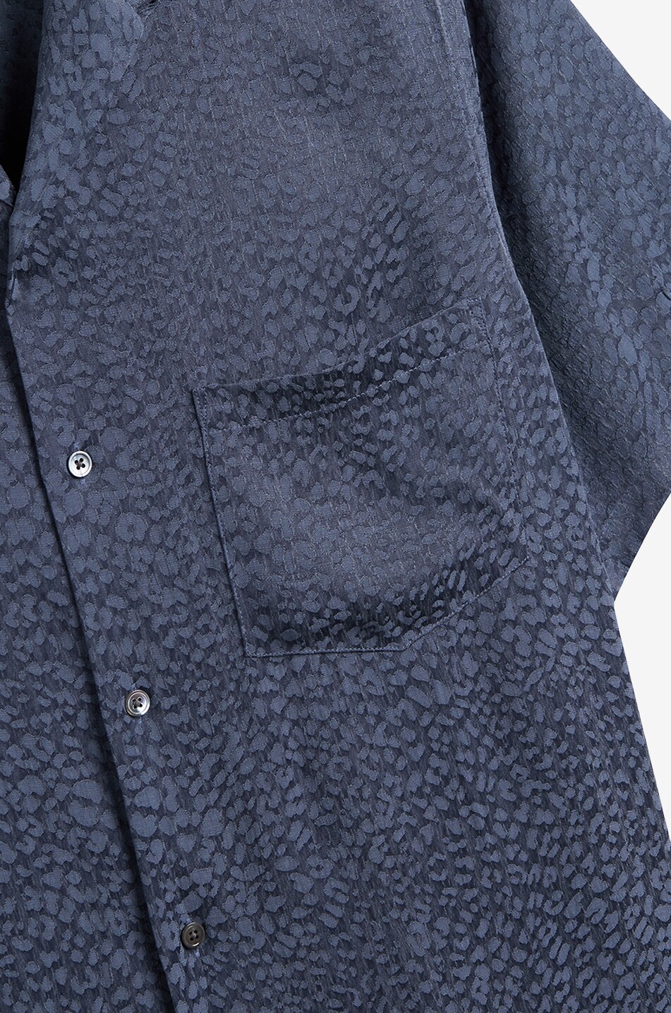 PORTUGUESE FLANNEL Kurzarm-Hemd aus Leopardenjacquard Finger Print Herren BLAU 3