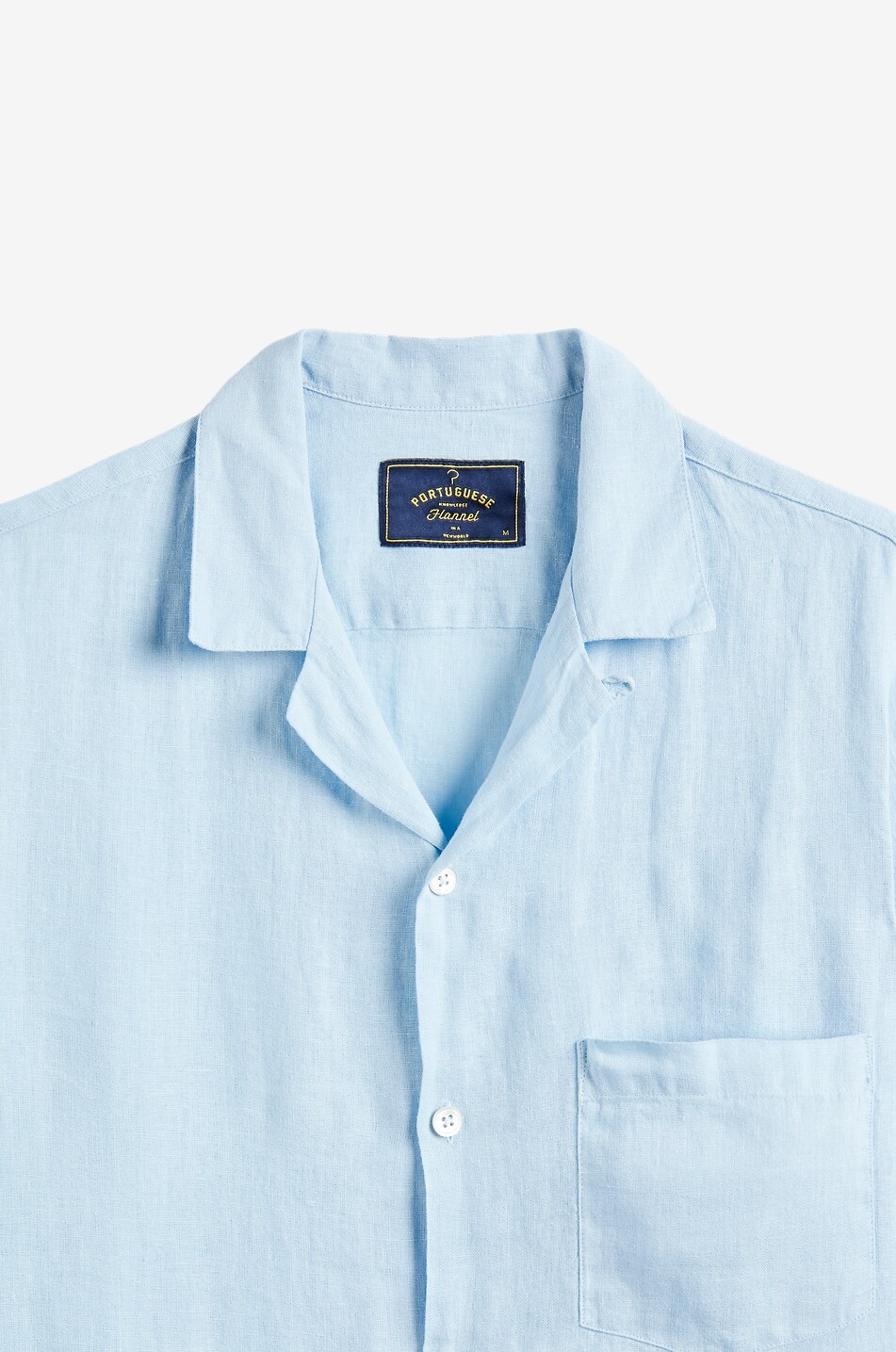 PORTUGUESE FLANNEL Chemise à manches courtes en lin Camp Collar Homme BLEU CLAIR 2