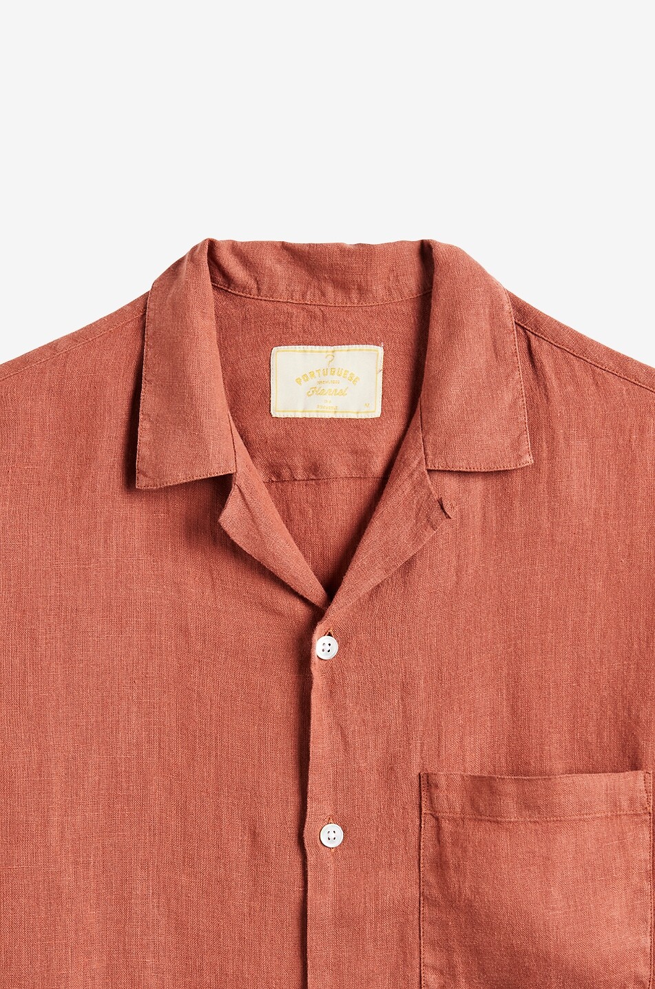 PORTUGUESE FLANNEL Kurzarm-Hemd aus Leinen Camp Collar Herren ORANGE 2