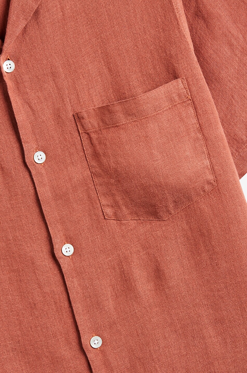 PORTUGUESE FLANNEL Kurzarm-Hemd aus Leinen Camp Collar Herren ORANGE 3