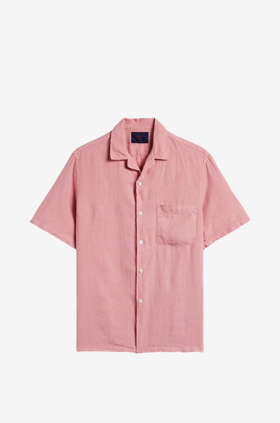PORTUGUESE FLANNEL Kurzarm-Hemd aus Leinen Camp Collar Herren ROSA 1