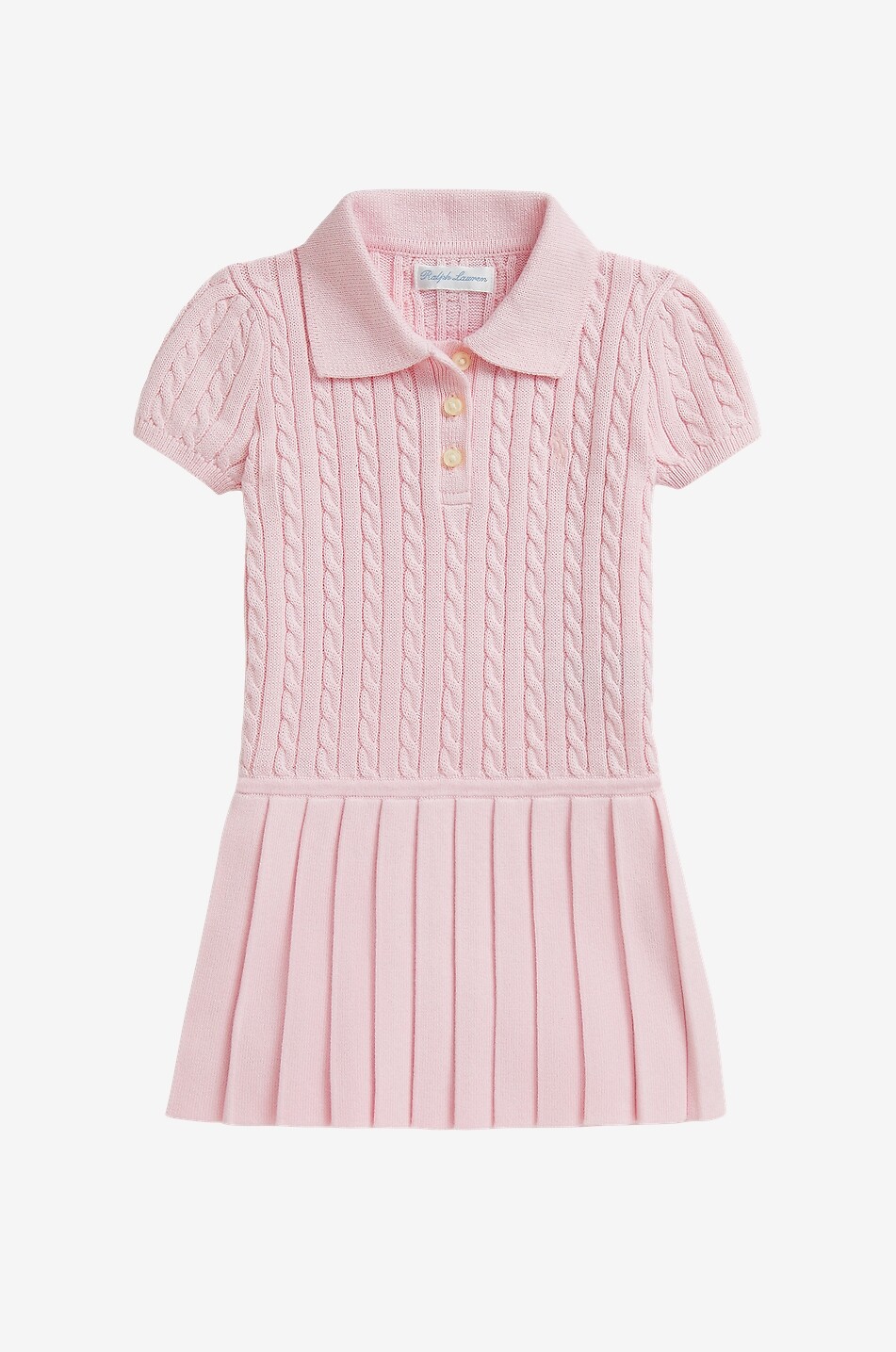 POLO RALPH LAUREN Pony cable-knit polo cotton dress for baby girls Baby LIGHT PINK 1