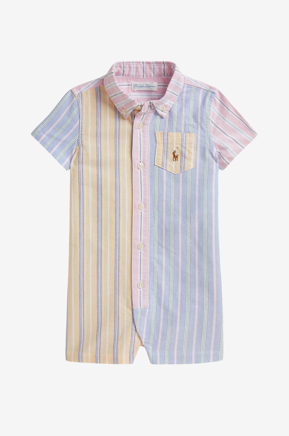 POLO RALPH LAUREN Gestreifter Baby-Kurzstrampler aus Oxford-Baumwolle Pony Baby BUNT 1