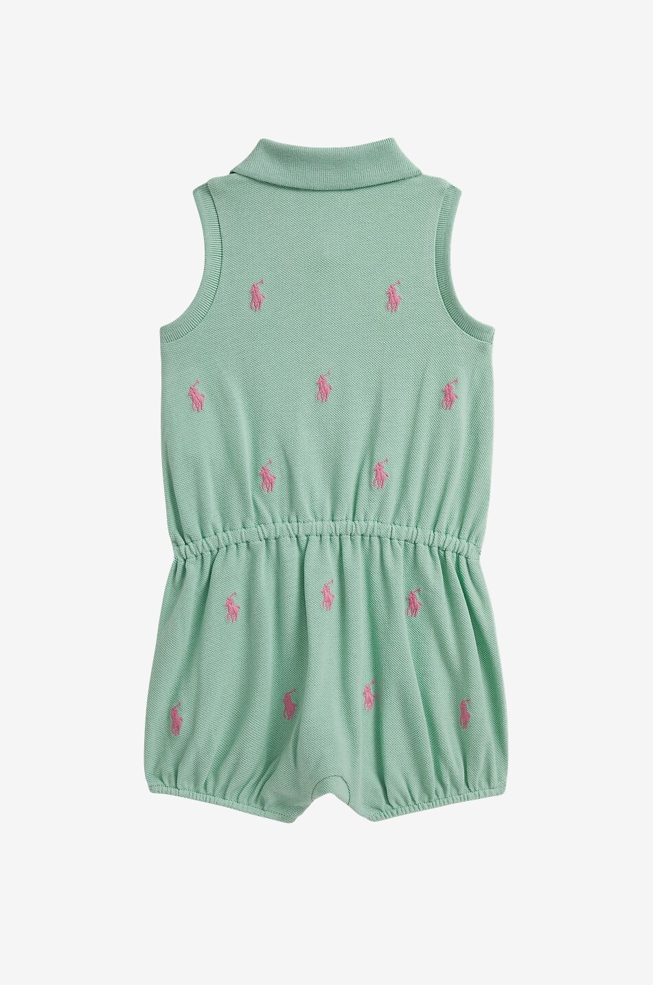 POLO RALPH LAUREN Pony All-Over sleeveless baby polo-style cotton piqué playsuit Baby LIGHT GREEN 2