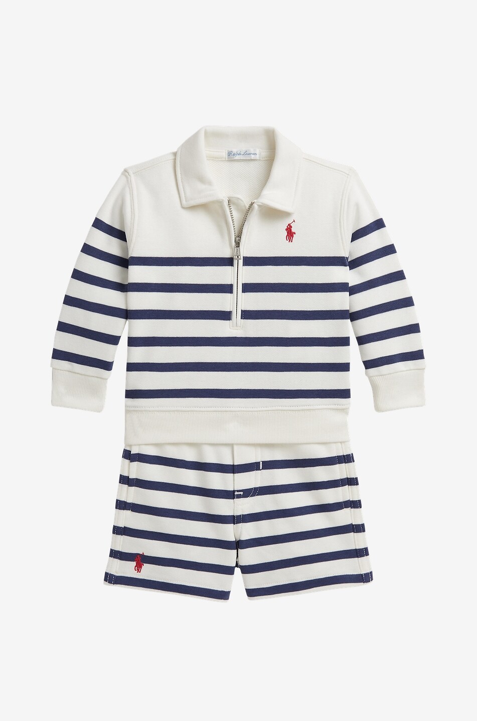 Pony baby zip-up sweatshirt and fleece shorts set