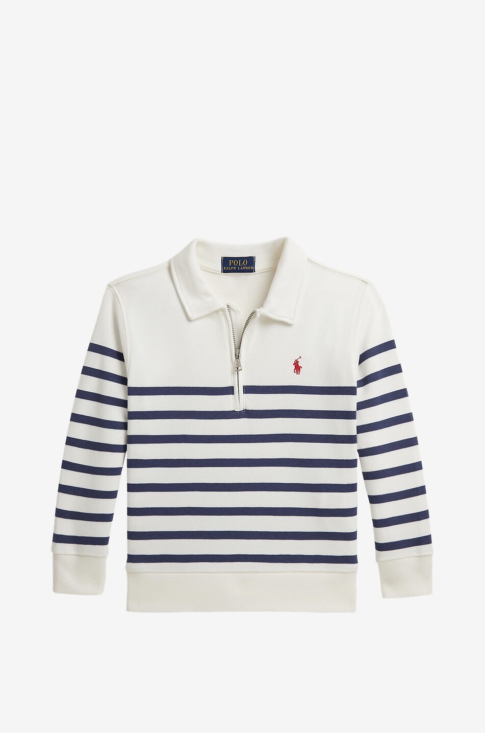 POLO RALPH LAUREN Sweatjacke aus gestreiftem Fleece mit Stickerei für Jungen Junge WEISS 1