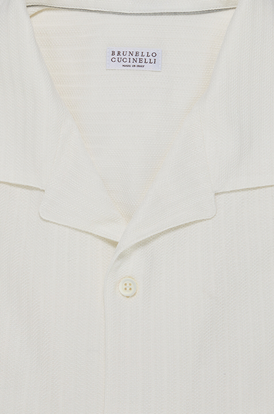 BRUNELLO CUCINELLI Chemise à manches courtes en coton et soie à chevrons Easy Fit Homme BLANC CASSE 2