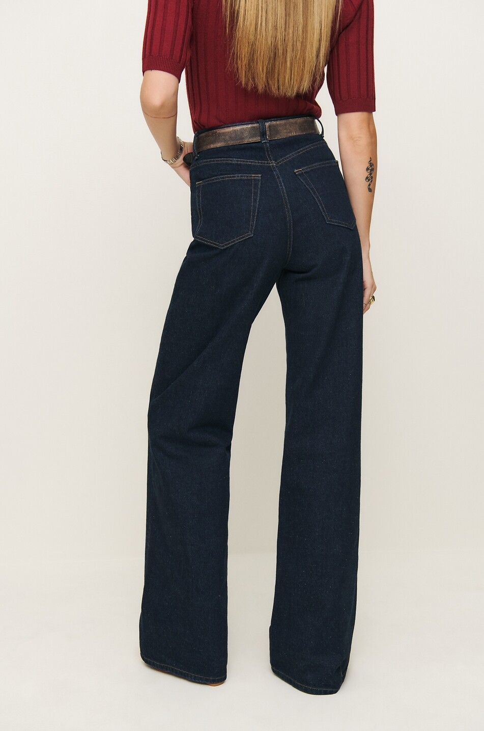 REFORMATION Cary high-waisted wide-leg jeans Women DARK BLUE 4