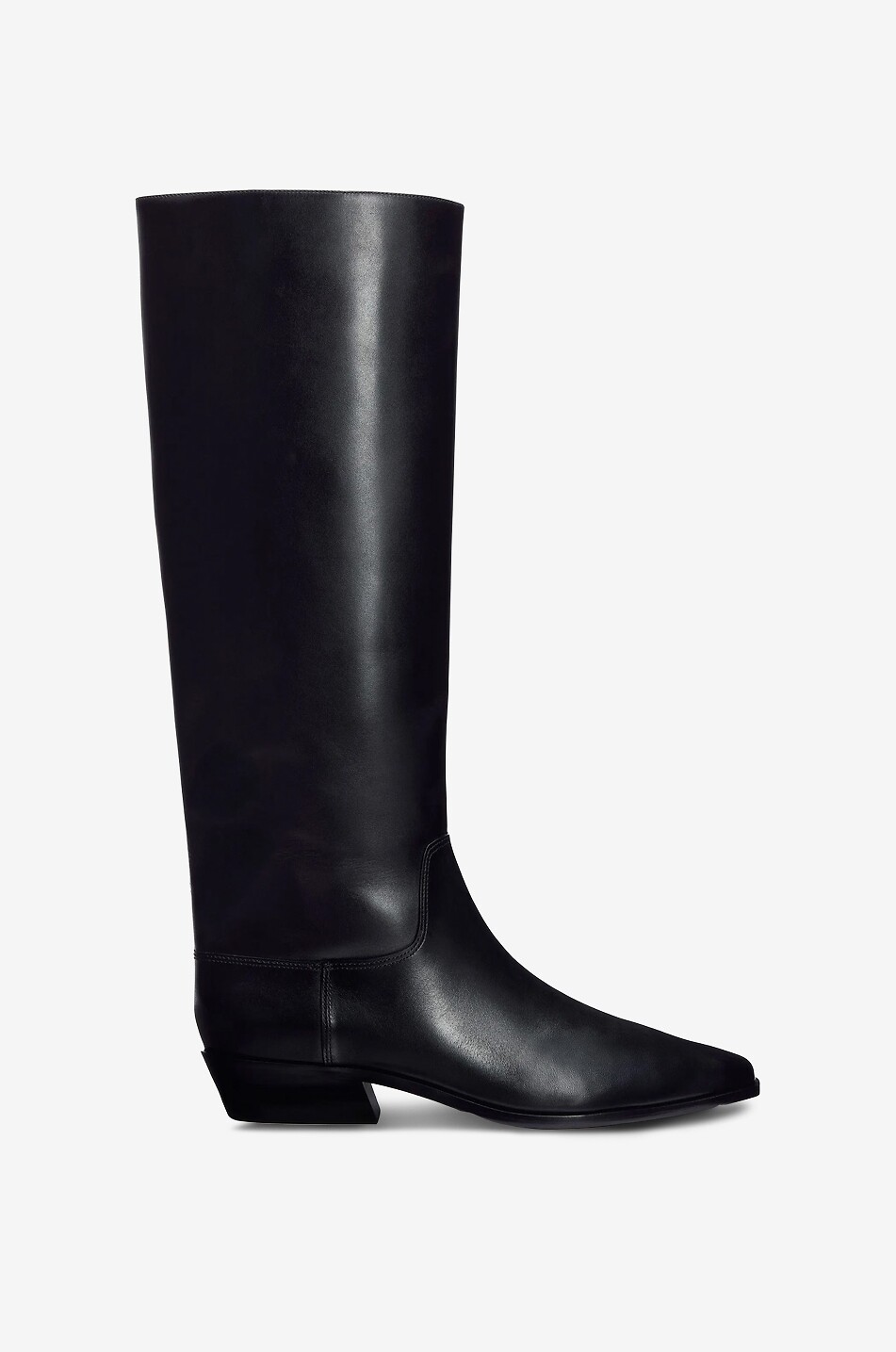 REFORMATION Dominique 25 Cuban heel smooth leather boots Women BLACK 1