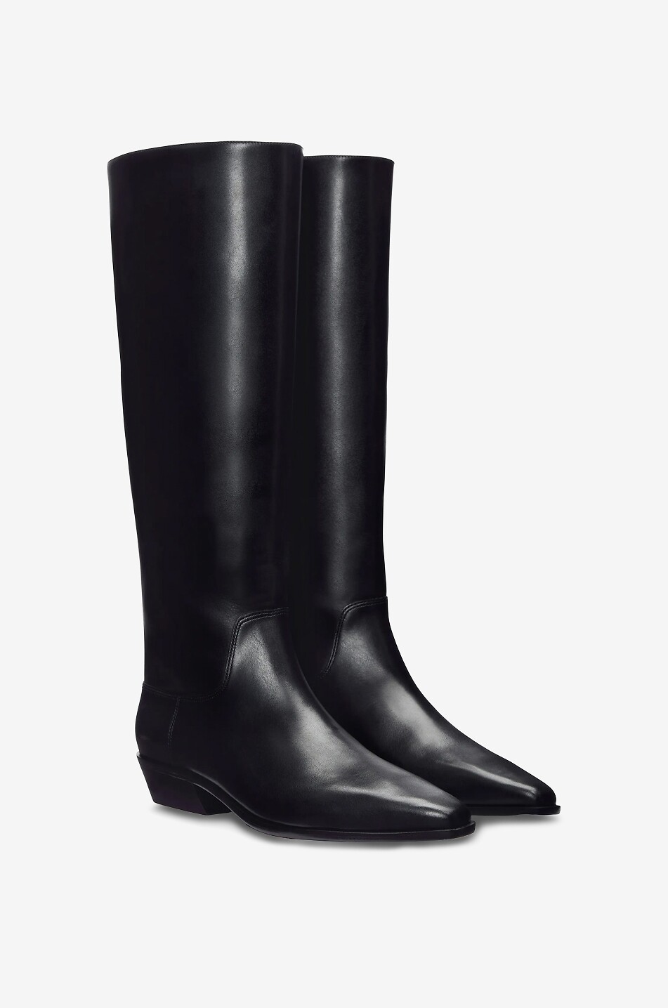 REFORMATION Dominique 25 Cuban heel smooth leather boots Women BLACK 2