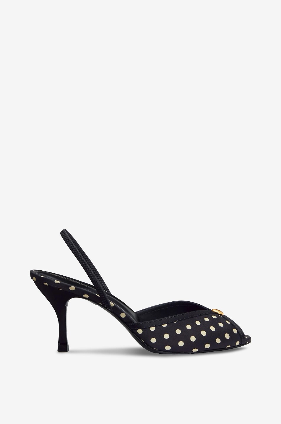 REFORMATION Paula 75 polka dot peep-toe silk pumps Women BLACK 1