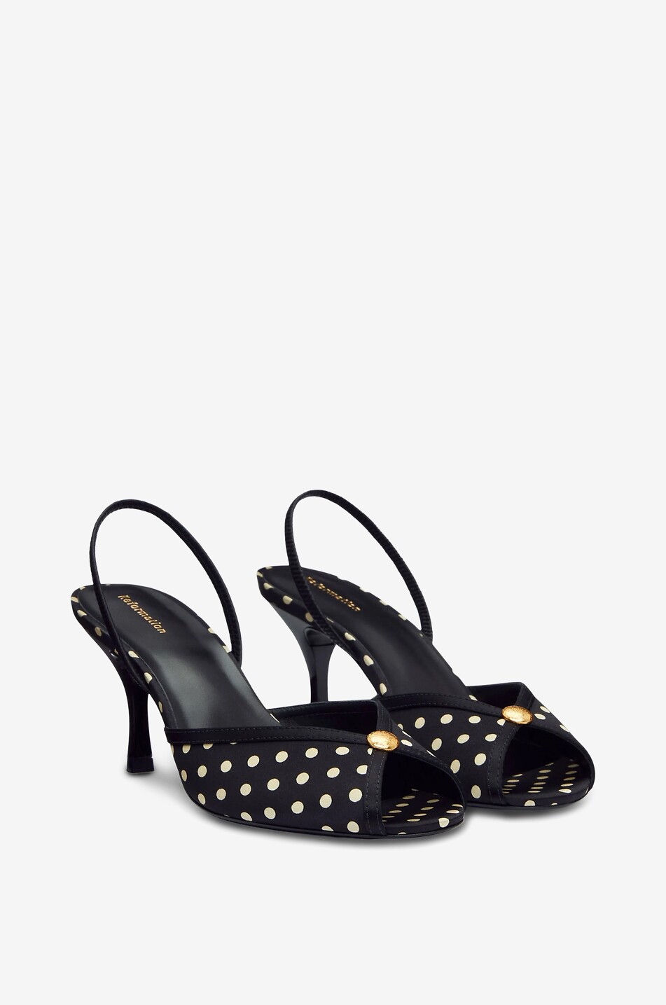 REFORMATION Paula 75 polka dot peep-toe silk pumps Women BLACK 2