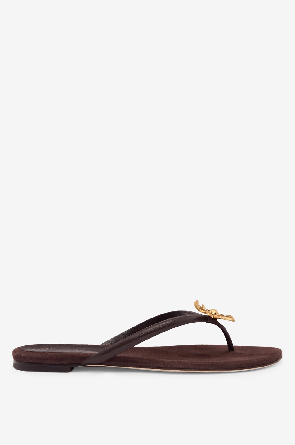 REFORMATION Flip-Flops aus Glattleder mit Blüten-Applikation Onyx Damen DUNKELBRAUN 1