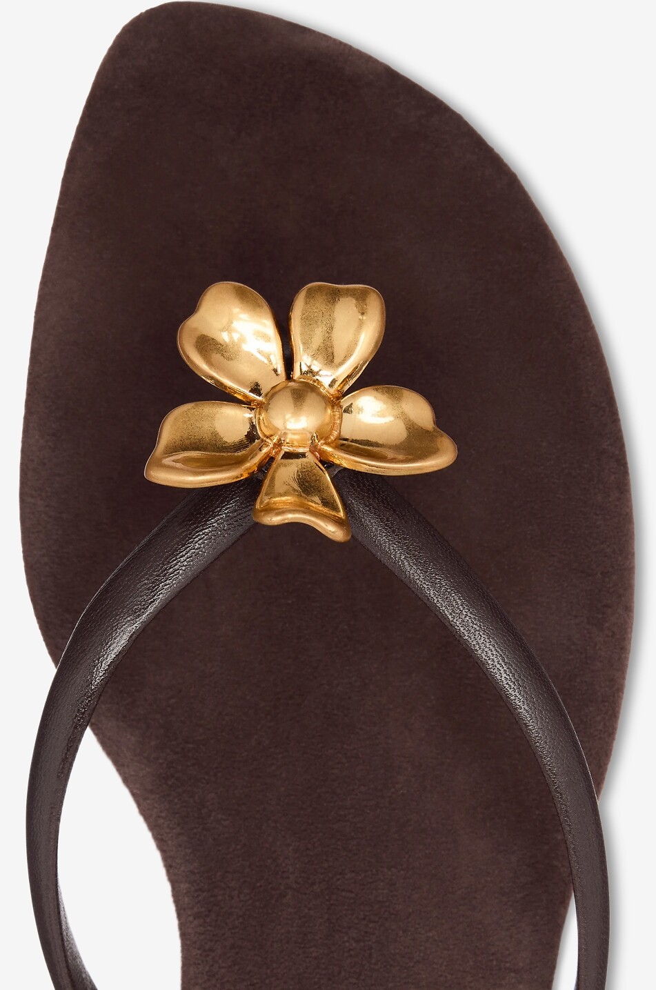 REFORMATION Flip-Flops aus Glattleder mit Blüten-Applikation Onyx Damen DUNKELBRAUN 4