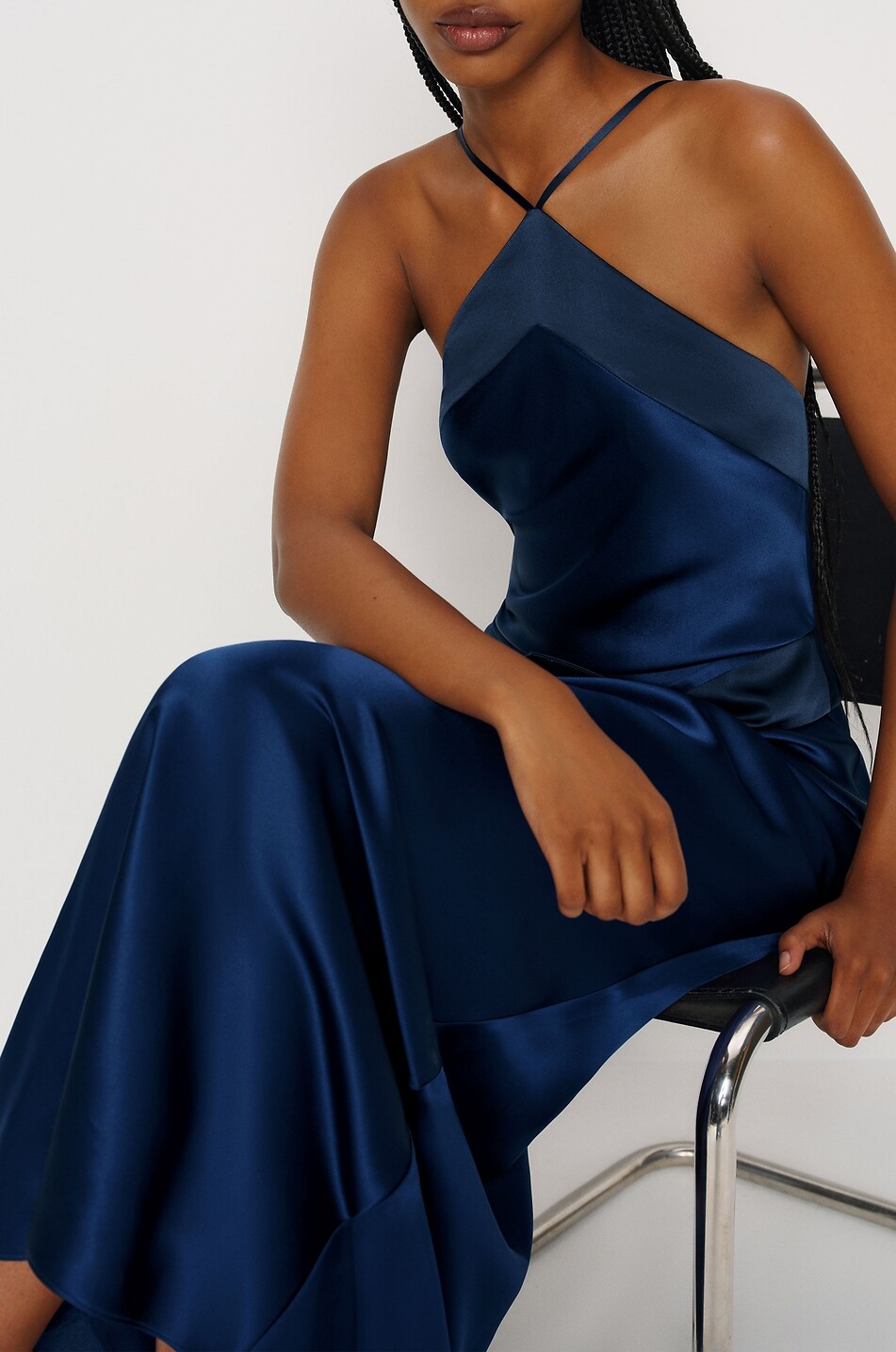 coast blue dress Sunny Coast Long Sleeve Piping Maxi Dress Blue main image 0