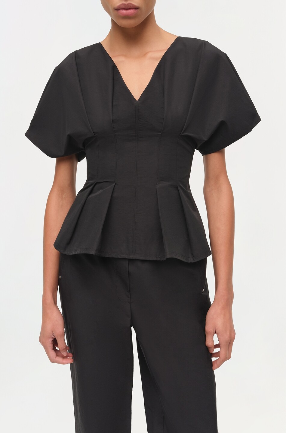 SIMKHAI Top à basque en faille de coton Rozen Femme NOIR 7