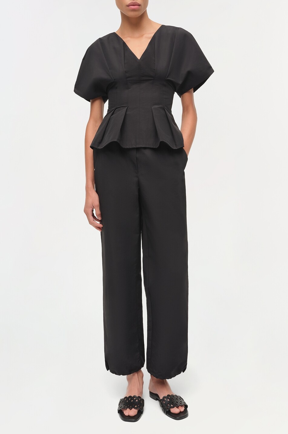 SIMKHAI Top à basque en faille de coton Rozen Femme NOIR 8