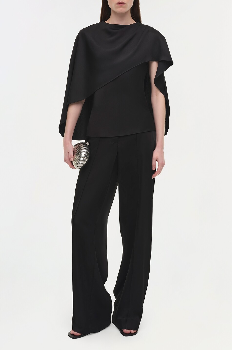 SIMKHAI Top drapé asymétrique en satin Eliora Femme NOIR 3