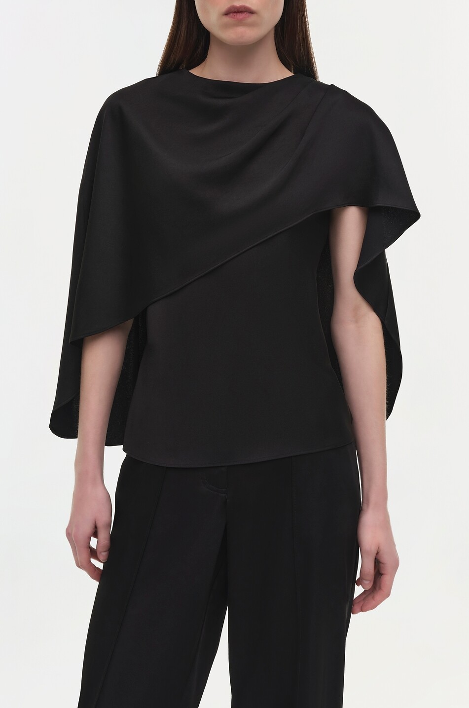 SIMKHAI Top drapé asymétrique en satin Eliora Femme NOIR 6