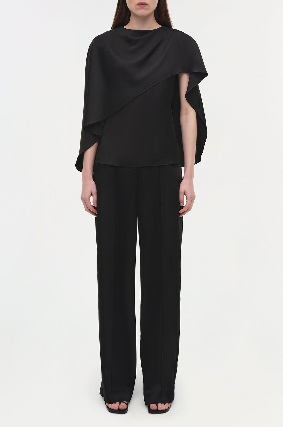 SIMKHAI Top drapé asymétrique en satin Eliora Femme NOIR 7