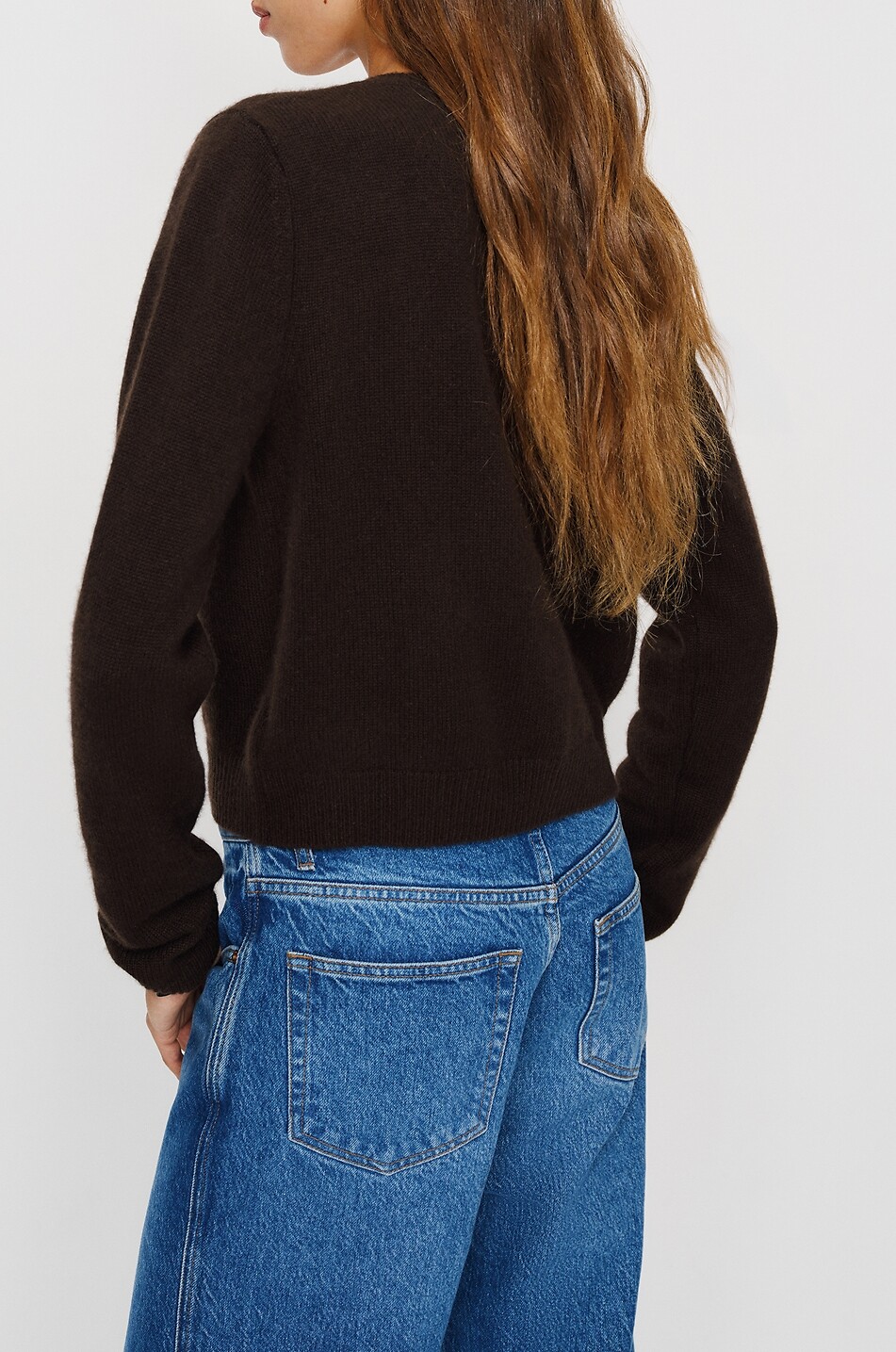 REFORMATION Clara cropped button-down cashmere cardigan Women DARK BROWN 4