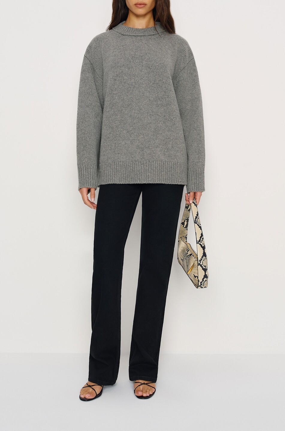 REFORMATION Jo oversized merino wool crewneck jumper Women GREY 3